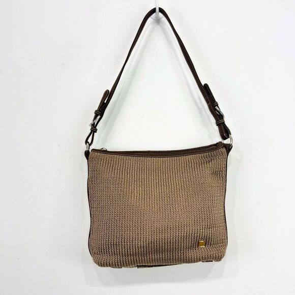 The Sak MISSY Taupe Brown Crochet Woven Faux Leather Single Strap Shoulder Bag - Picture 4 of 16